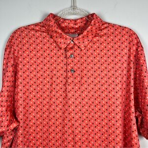 Nicklaus Golf Polo Orange Floral Aloha Hawaiian Print Top SS Shirt Large